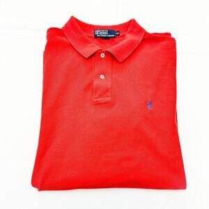 Polo Ralph Lauren Men's Button Up Polo Short Sleeve Orange 100% Cotton Size XL